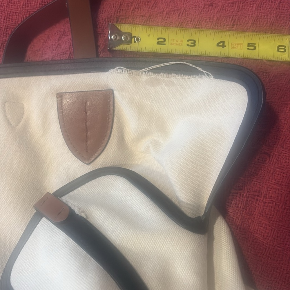 Burberry Cream Canvas Tote with Brown and Black Leather Accents - Picture 9 of 9